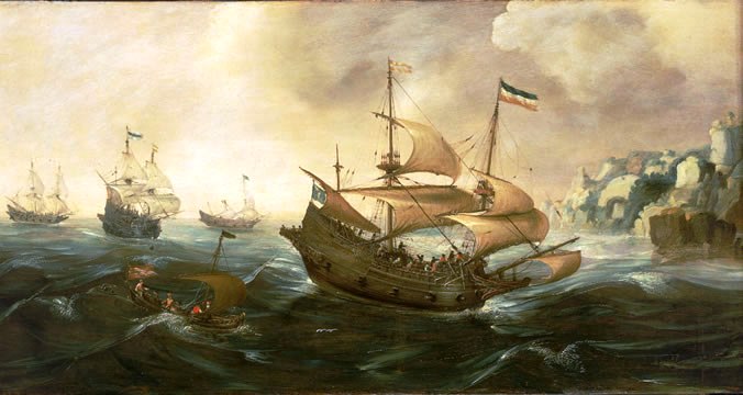 Andries-van-Eertvelt-xx-Dutch-Ships-Running-Down-Onto-a-Rocky-Shore